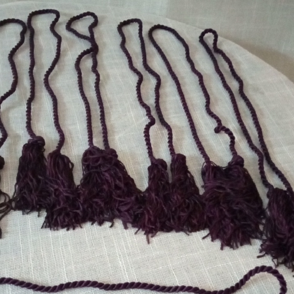 9 Pc 30" Chic Purple Braided Cord with Tassels - Picture 4 of 5